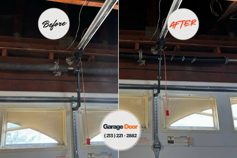 Before and after: garage door repair Hudson Lake, IN